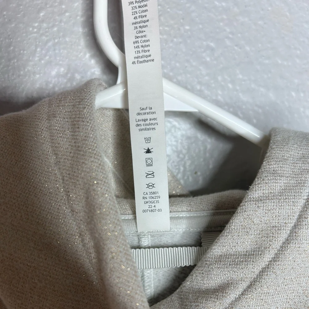 Lululemon Bone Gold Sparkle Cropped Pullover Hoodie